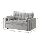 Sofá Cama Biplaza Convertible de Terciopelo Gris / Negro / Azul / Gris Topo, 4 en 1, Capacidad 250 kg