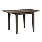 Mesa de comedor gris con alas abatibles, capacidad 2–4 personas