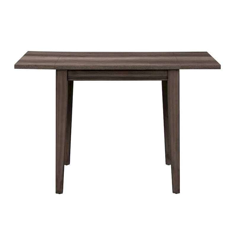 Mesa de comedor gris con alas abatibles, capacidad 2–4 personas