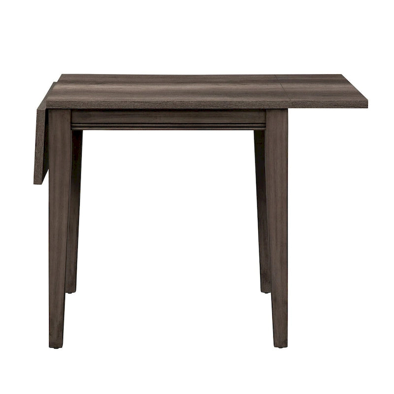 Mesa de comedor gris con alas abatibles, capacidad 2–4 personas