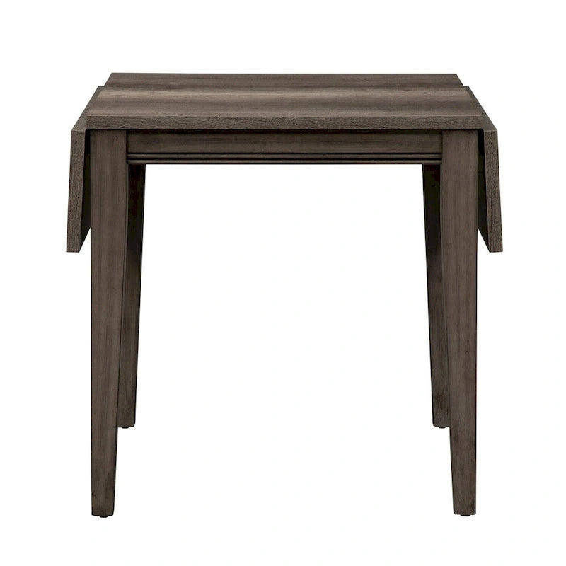 Mesa de comedor gris con alas abatibles, capacidad 2–4 personas