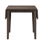 Mesa de comedor gris con alas abatibles, capacidad 2–4 personas
