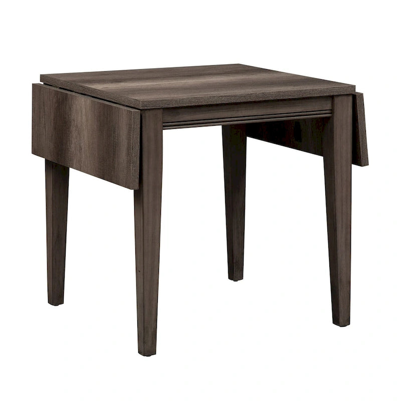 Mesa de comedor gris con alas abatibles, capacidad 2–4 personas