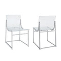 Silla auxiliar de comedor de acrílico transparente y cromado, juego de 2 unidades