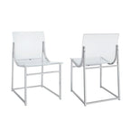 Silla auxiliar de comedor de acrílico transparente y cromado, juego de 2 unidades