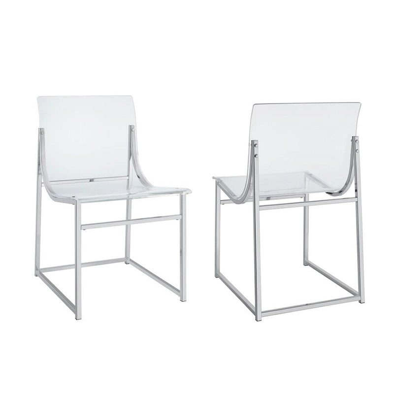 Silla auxiliar de comedor de acrílico transparente y cromado, juego de 2 unidades