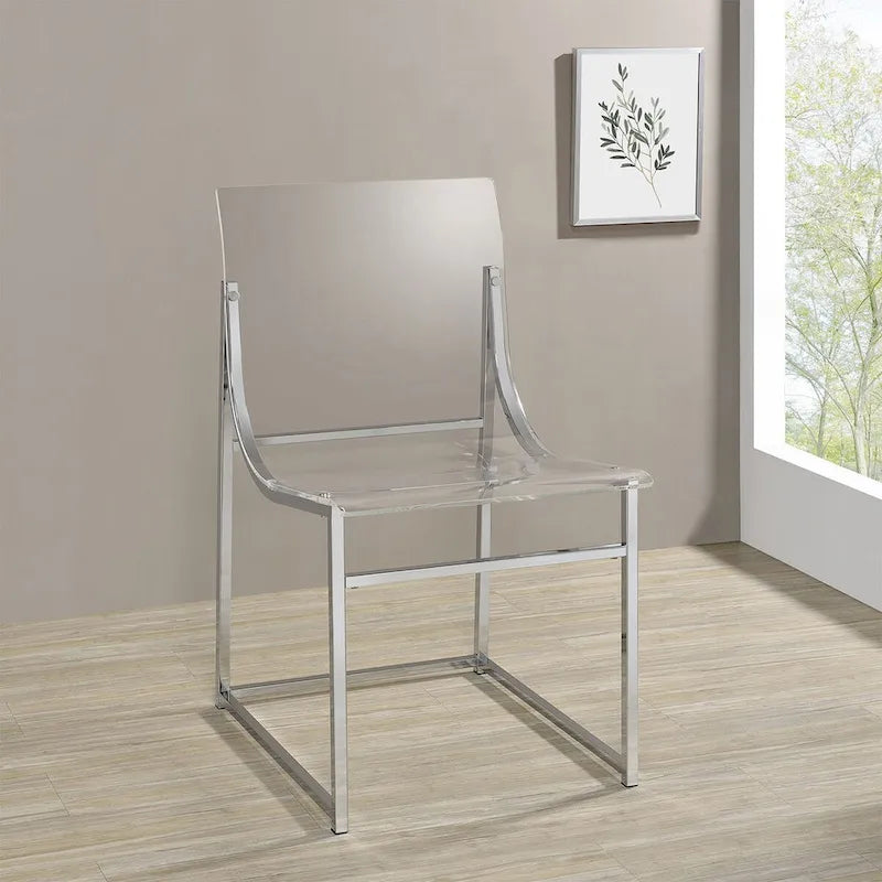 Silla auxiliar de comedor de acrílico transparente y cromado, juego de 2 unidades