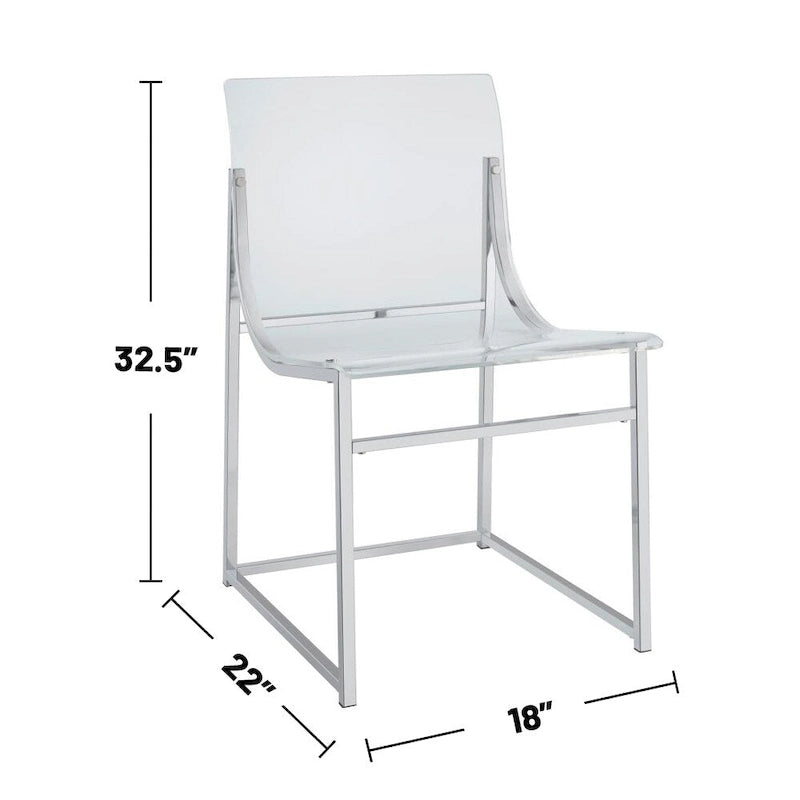 Silla auxiliar de comedor de acrílico transparente y cromado, juego de 2 unidades