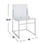 Silla auxiliar de comedor de acrílico transparente y cromado, juego de 2 unidades