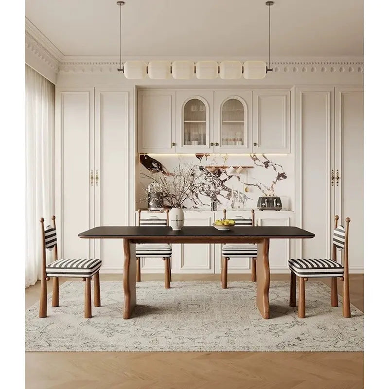 Silla de comedor White Teddy / Blanco Negro / Verde Terciopelo con respaldo ondulado, juego de 2