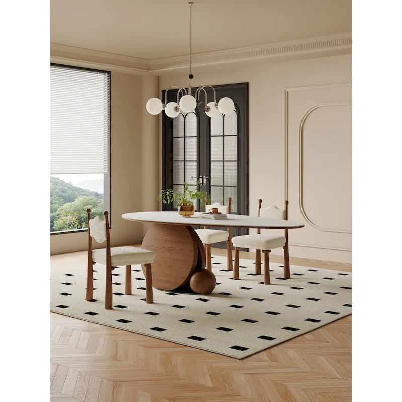 Silla de comedor White Teddy / Blanco Negro / Verde Terciopelo con respaldo ondulado, juego de 2