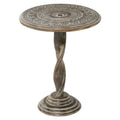 Mesa Auxiliar de Patas en Espiral Tallada con Flores Marrones, 1 Pieza