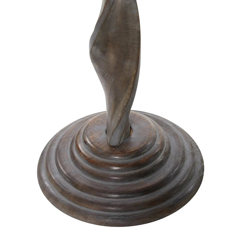 Mesa Auxiliar de Patas en Espiral Tallada con Flores Marrones, 1 Pieza