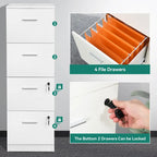 Archivador vertical blanco de 4 cajones, con cerradura, 1 persona
