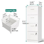 Archivador vertical blanco de 4 cajones, con cerradura, 1 persona