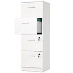 Archivador vertical blanco de 4 cajones, con cerradura, 1 persona